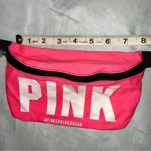 PINK Victoria's Secret Hot Pink White Black Fanny Pack WaistBelt SlingBag Y2K - Picture 5 of 7